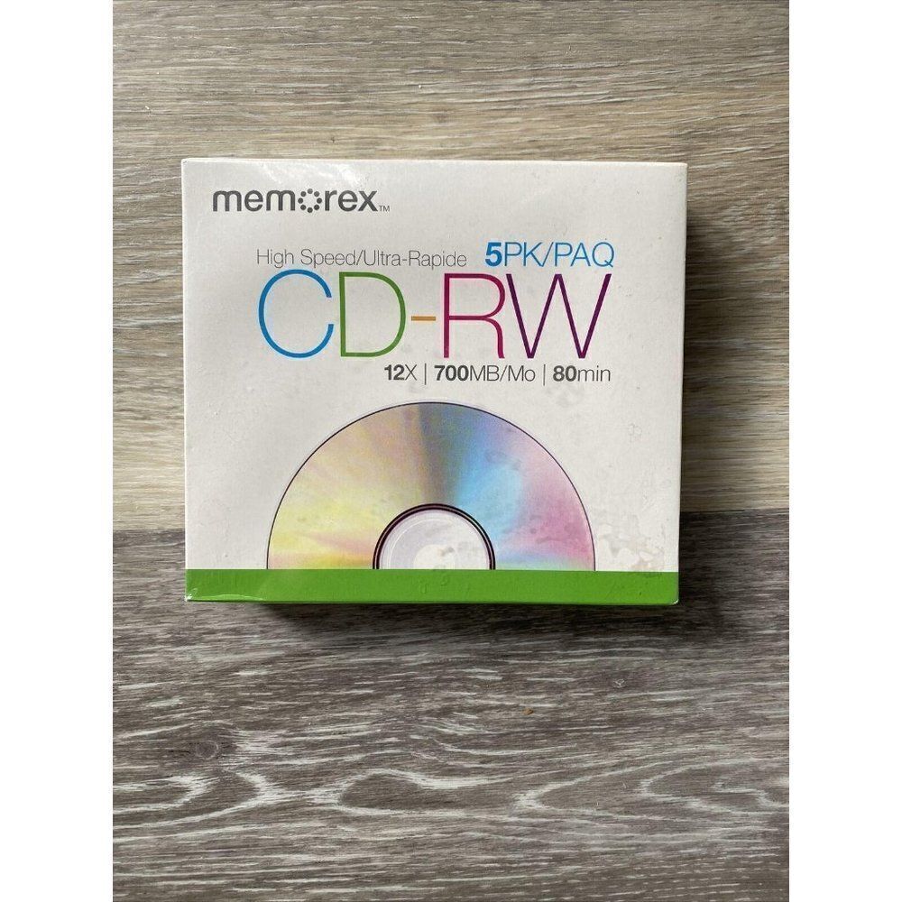 New Memorex High Speed Blank CD-RW 5PK 12x 700MB/M